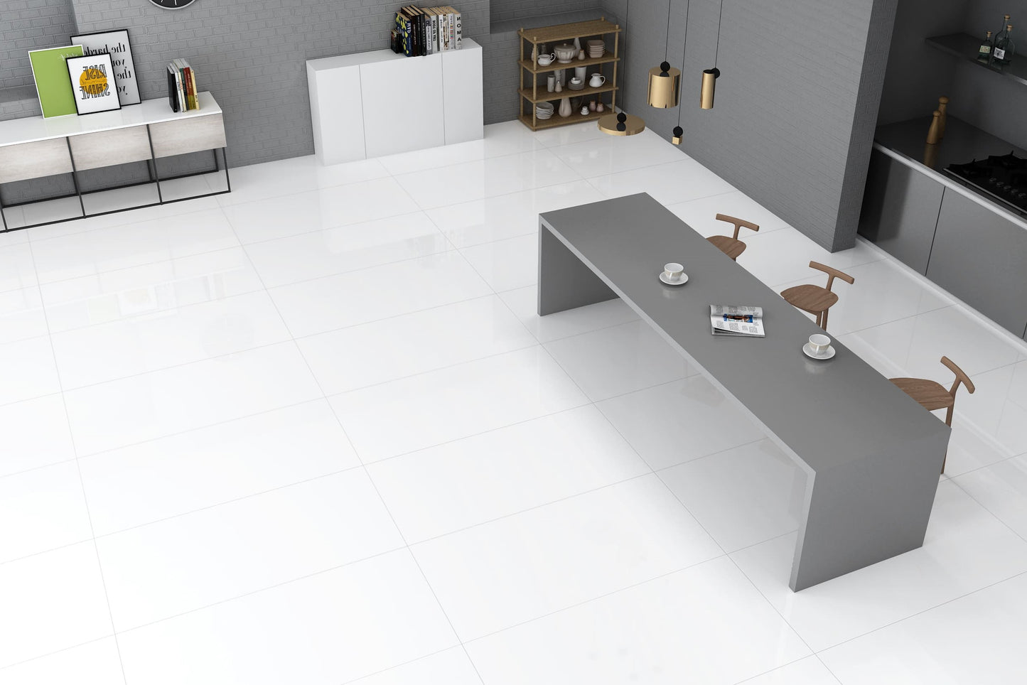 Wand & Bodenfliese Plain White Glanz 60x120cm 9mm 48,96m³ - wata-baustoffe.de