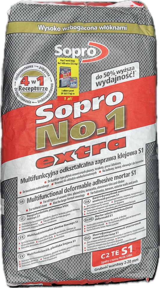 SOPRO No.1 S1 Flexkleber Fliesenkleber Natursteinkleber 400 extra Multifunktions